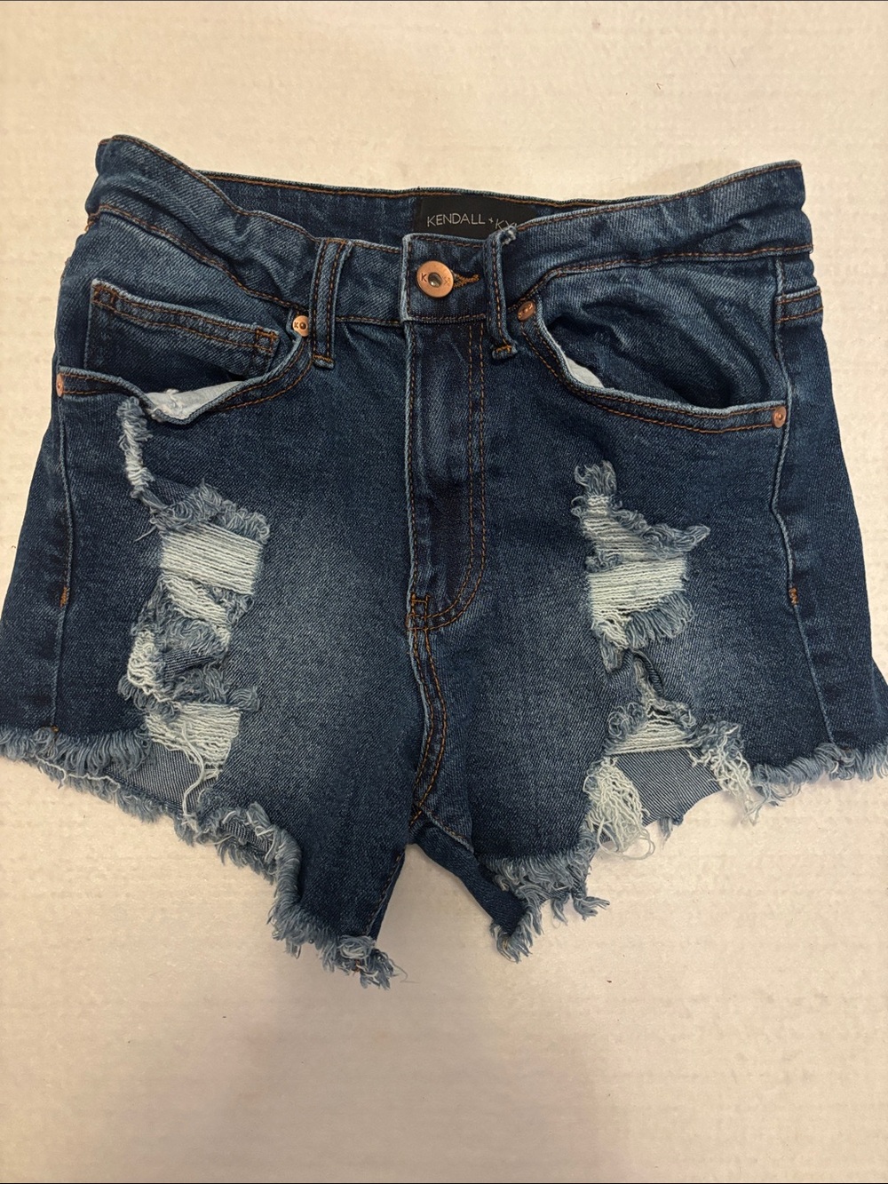 Kendall & Kylie Indigo Distressed Denim Shorts  Size 1/25